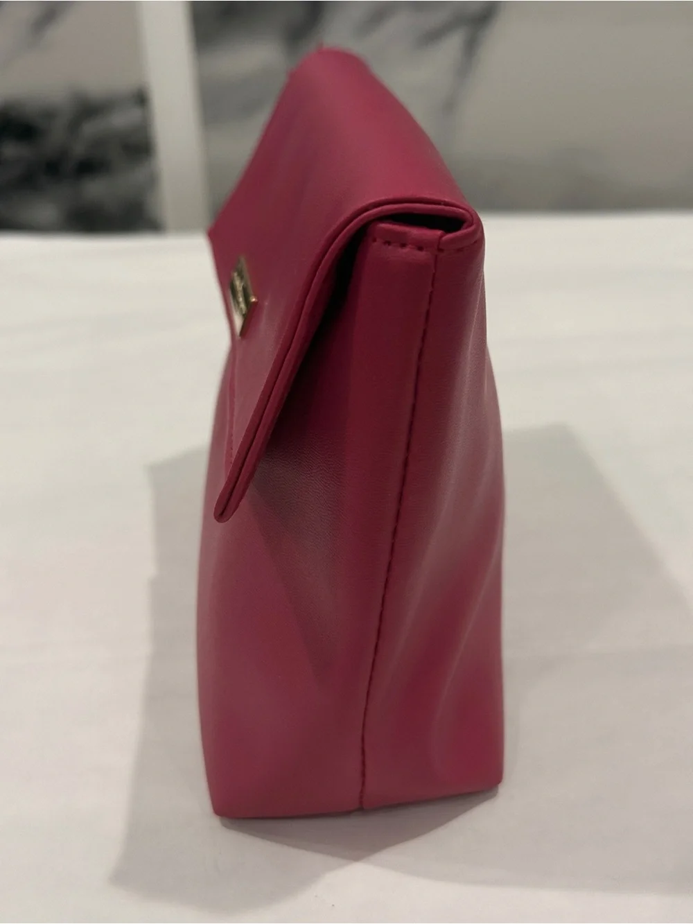 Salvatore Ferragamo Fuchsia. Faux Leather Cosmetic Case with Gold Plaque
